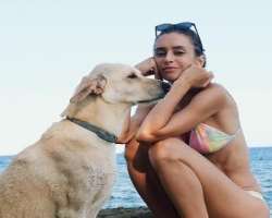 Cabrol has adopted a big dog who often comes with her wherever she goes.
